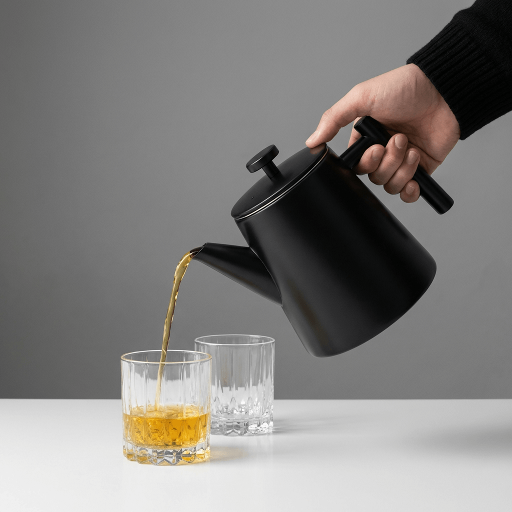 T-Kanne, Edelstahl, 1 Liter, Schwarz