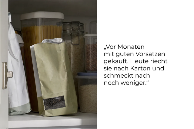 Die offene Packung im Schrank