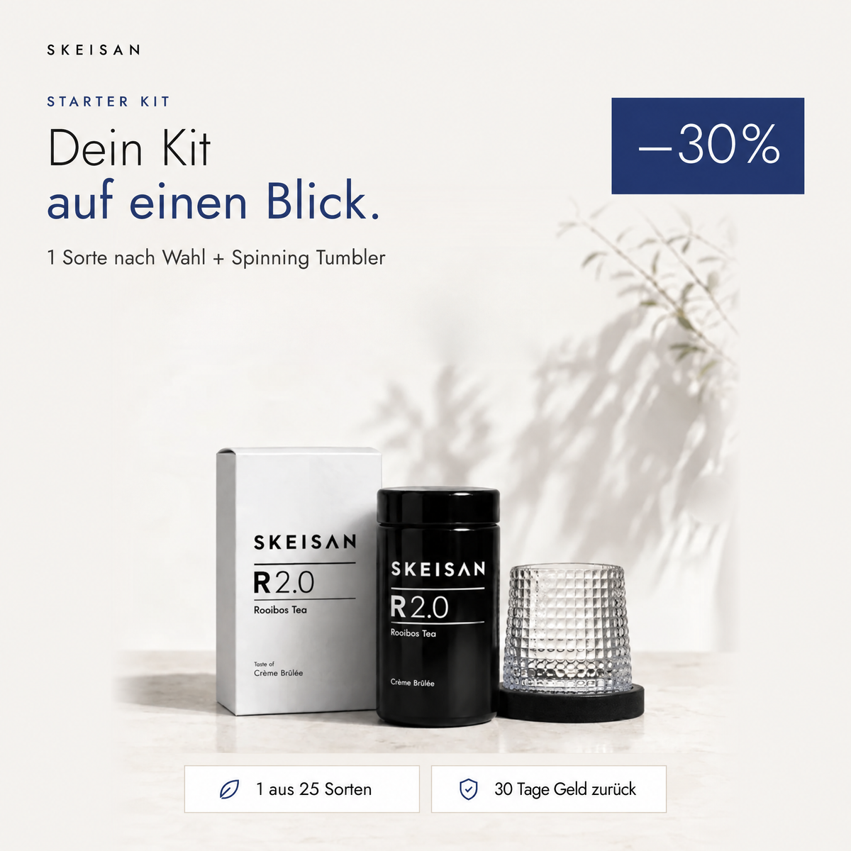 Du suchst den Tee aus. Das Glas packe ich dazu.