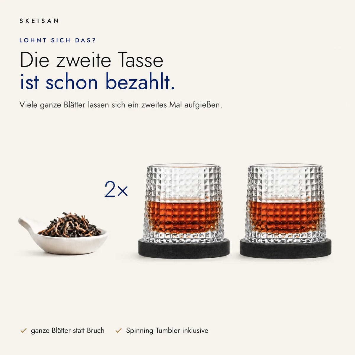 Du suchst den Tee aus. Das Glas packe ich dazu.
